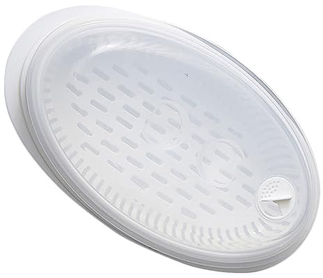 Piatto Vapore Pesce Microonde PP Alimentare con Coperchio, Bianco | Design Forato per Dispersione Calore, Facile da Lavare, Casa