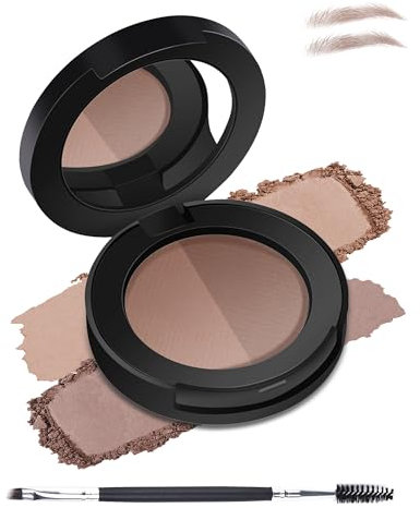 Polvere per sopracciglia, 2 colori, impermeabile, a lunga durata, palette per sopracciglia, trucco multiuso con specchio e pennello, polvere fine, volume naturale e riempimento di brows for Women-05