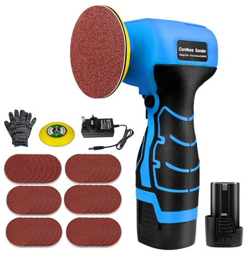 Levigatrice elettrica senza fili da 16,8 V con 36 carte vetrate, 3500 giri/min, batteria da 3,0 Ah, design leggero e compatto per legno, metallo, rimozione della vernice e progetti fai da te