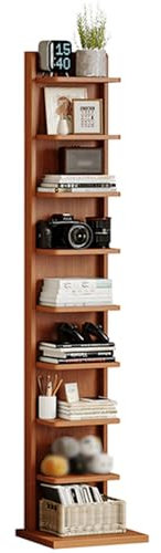 Zdlopteron Bücherregal Unsichtbar Stehend aus Holz mit 5/9 Ebenen,bücherturm freistehend,bodenstehende Buchorganisatoren,offene Regale for kleine Räume,Wohnzimmer,Schlafzimmer,Büro(Wooden,9Tier)