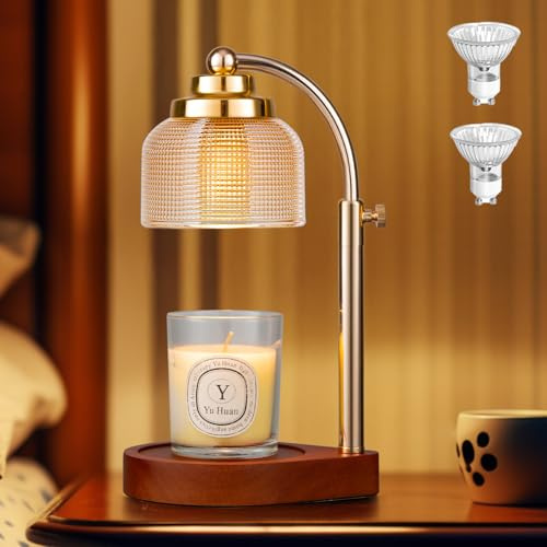 Candle Warmer Lamp with Timer and Dimmer - Adjustable Height Candle Heater with 2 Bulbs, Christmas Xmas Birthday Gifts for Mom/Women/Friends, Home Decor Warming Wax Warmer Lamp for Jar Candles