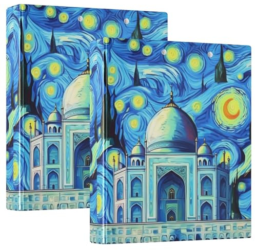 Personalized Starry Palace Blue 3 Ring Binders 1.5 Inch Hold 200 Sheets Folders Notebook Round Ring Planner Binder, 12.4x10.63x2.36inch, 1 Pack