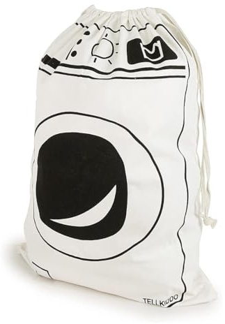 Borsa per la biancheria in tela con coulisse, sacco per la biancheria in tela di cotone, grande capacità, per giocattoli, vestiti, viaggi, 62 x 46 cm