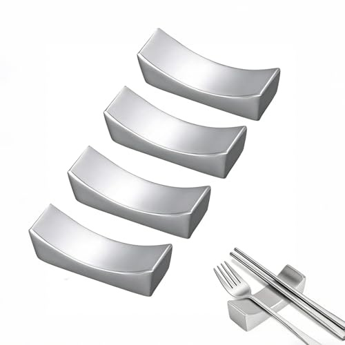 Angelkiss 4 Stück Edelstahl Essstäbchenhalter,Besteckablage für Löffel, Gabel,Messer,Küchenorganizer für Restaurant, Hotel,Zuhause,Langlebig & Hygienisch (Silber)