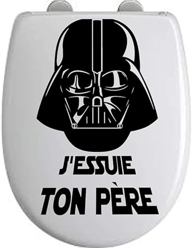 Sticker Fun Abattant toilette DARK VADOR/J'ESSUIETONPÈRE - Vinyl brillant couleur au choix