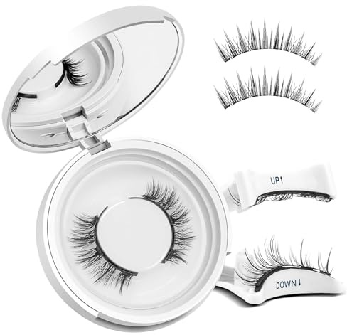 poraceous Ciglia Finte Magnetiche Naturali, Ciglia Finte Senza Colla con Applicatore, Magnetic False Eyelashes Riutilizzabili, Facili Da Indossare E Rimuovere Effetto Naturale Impermeabili