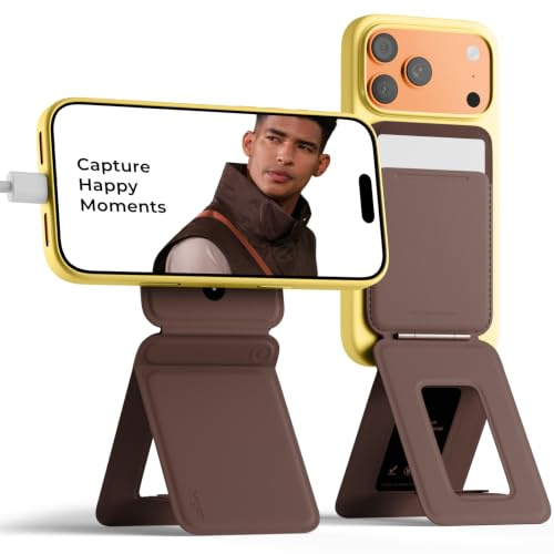 MOFT Phone Tripod Stand & Wallet, NFC Card Holder, Hold 1-2 Cards | | Mulit-Angles | Portable l MOVAS Leather | Magsafe Compatible | Easy to Charge | Travel Essential |For Content Creators