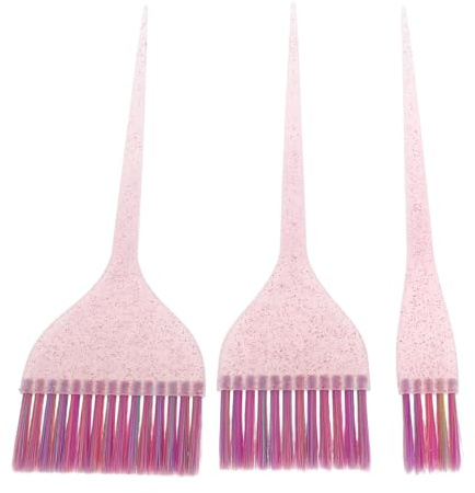 MUSISALY 3 pièces Set de Pinceaux Coloration Cheveux Professionnels avec Manche Queue Longue Pailleté pour Application Précise Teinture Salon et Débutants Portable