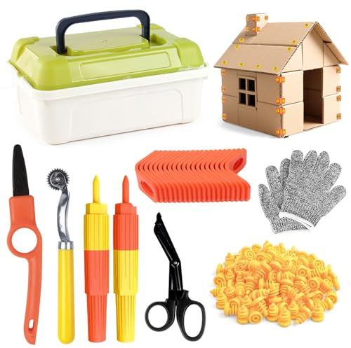 Cardboard Construction Tool Kit for Kids,Engineering Building Set with Cutter Screwdriver for DIY,Gift Box for STEM Educational Projects,Gifts for Boys and Girls Aged 5-12