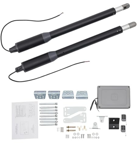 Kit d'ouverture automatique pour portail battant double, motorisation électrique robuste avec télécommande, poids maximal d'un vantail : 150 kg, modes électrique et manuel