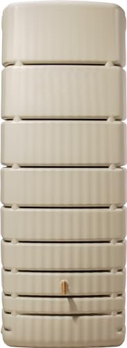 4rain Slim Regentonne 650 Liter sandbeige - Wandtank, Wassertank, Fass, Regenfass, Wasserbehälter, Regenwassertank, Regenwassertonne, Wasserfass, Wassertonne, Wassertonnen für Garten