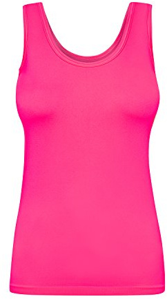 Assoluta Canotta sportiva da donna, in colori fosforescenti: verde/arancione/fucsia/giallo, Donna, rosa fluo, M