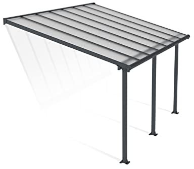 Canopia by Palram Terrassenüberdachung Alu Olympia 3X4.25 Polycarbonat Hohlkammerplatten Pergola 425 x 295 cm Grau zur Überdachung ihrer Terrasse