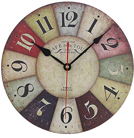 Timelike 12 Inch Vintage Wanduhr aus MDF mit lautlosem Uhrwerk - Wanduhr Küchenuhr Design Central Amsterdam ca.s - kein nerviges Ticken Farbe