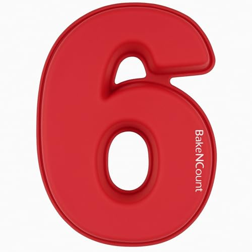 BakeNCount Silikon Zahlen Backform – Zahlenkuchen-Formen für Geburtstag & Jubiläum – BPA-frei, backofenfest, spülmaschinenfest – Number Cake (Zahl 6)