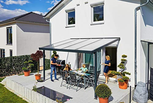 Gutta Terrassendach Premium | Tiefe 3060 mm | Anthrazit | Verschiedene Größen & Eindeckungen (Acryl Stegplatten 16 mm klar, 4102 x 3060 mm)