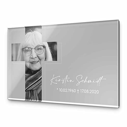 CHRISCK design Premium Grabstein aus edlem Hochglanz Acrylglas | 100% witterungsbeständig Grabplatten mit Foto Bild UV Druck 30x20 cm Gedenktafel für Menschen und Tiere