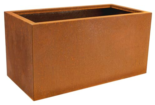 VIVANNO Pflanztrog Maxi Pflanzkübel Cortenstahl Rostbraun 60x30x30 cm | Frostfester Blumenkübel aus Metall für außen, wetterbeständiger Pflanzkasten mit Rost-Patina, rechteckiges Hochbeet-Design
