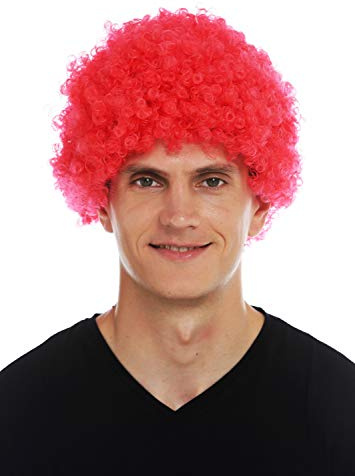 WIG ME UP - MMAM-9M-K120B Perücke Karneval Herren Damen Clown rot kurzer Afro kraus gelockt Krauskopf