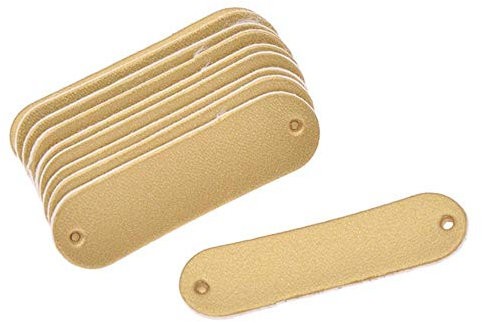 10/48 / 50pcs Brown Gold Silver Blank Synthetische PU-Lederetiketten Tags für Kleidertaschen Schuhe Nähen, 50pcs Gold
