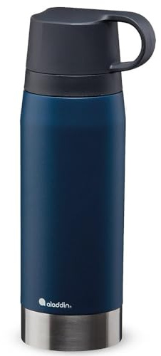 Aladdin CityPark Thermavac Twin Cup Bottle 1.1L Navy Blue – BPA FREE Stainless Steel Bottle with Built in Twin Cup - Keeps Cold or Hot for 25 Hours - Leakproof - Dishwasher Safe | Isolierflasche mit integrierten Bechern, auslaufsicher, spülmaschinengeeignet, langanhaltende Kühlung und Wärmespeicherung
