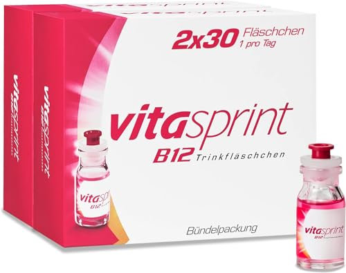 Vitamin B12 - Vitasprint B12 Trinkfläschchen, 2x30 St. – Mit hochdosiertem Vitamin-B12 und wertvollen Eiweißbausteinen für mehr geistige und körperliche Energie und weniger Müdigkeit und Erschöpfung