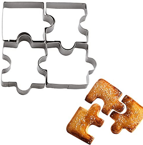 smtfcty Lot de 4 emporte-pièces en forme de puzzle pour biscuits, biscuits, fondants