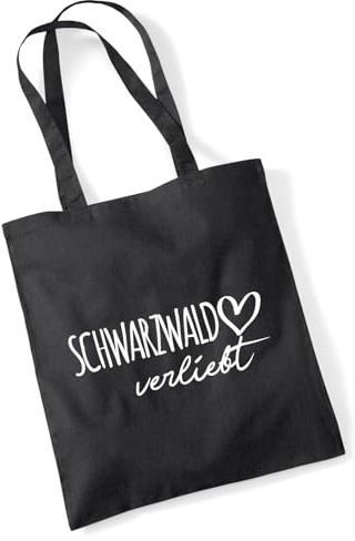 Huuraa Jutebeutel Schwarzwald verliebt Geschenk | Baumwollbeutel 10 Liter Stoffbeutel Beutel aus Baumwolle Tasche Geschenkidee Einkaufstasche Langen Henkel
