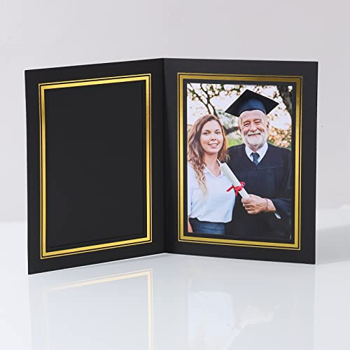 HOTUO 4x6 Photo Folders, Black Cardboard Picture Frame, Vertical Paper Photo Frame Cards Pack of 12