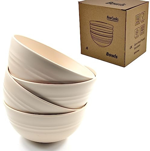 NowCooks Unbreakable Cereal Bowls, Large Plastic Bowls Set of 4, EU Tested. Lightweight, Dishwasher and Microwave Safe, Ideal for Cereal, Salad, Noddle and Parties (Single) (Cream, Single)