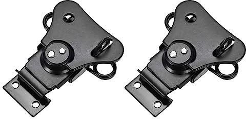 METALLIXITY 2pcs Cierre de Mariposa Giratorio con Resorte 65mm/2.56 Negro | Abrazaderas de Palanca de Cierre de Hierro con Recubrimiento de Hierro, para Cajas de Madera