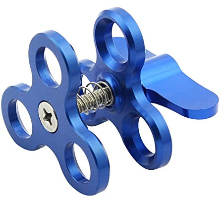 Pinkliar Kugelklemme 3 LöCher Tauchlampen Arm Ball Butterfly Clip Halterung für Action Kamera Taschenlampenstativ,Blau