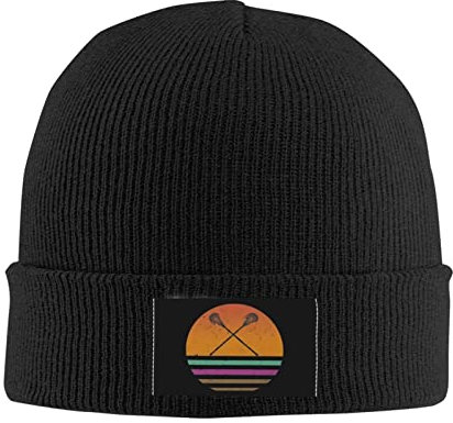 385 Strickmützen Gekreuzte Lacrosse Sticks Warm Unisex Mütze Klassische Chemo Kopfbedeckung Sportmütze, Für Skifahren, Laufen, 56-62cm