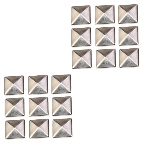 EXCEART Silver Pyramid Spike Flatback Studs 200Pcs Metal Rivet Studs for DIY Leathercraft Clothing Bags Shoes Punk Accessories