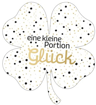 Glücksklee Sticker, 200 Stück: Viel Glück Kleeblatt Aufkleber, Etiketten-Rolle Silvester & Neujahr, Glücksbringer Prüfung, Schulabschluss, Abi, Geburtstag & Hochzeit, Geschenkaufkleber Sprüche, 5 cm