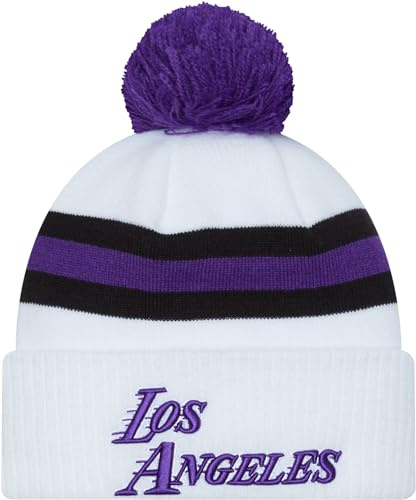 New Era New Youth Size Los Angeles Lakers City Edition Beanie Mütze mit POM – NBA Kinder Winter Knit Cap