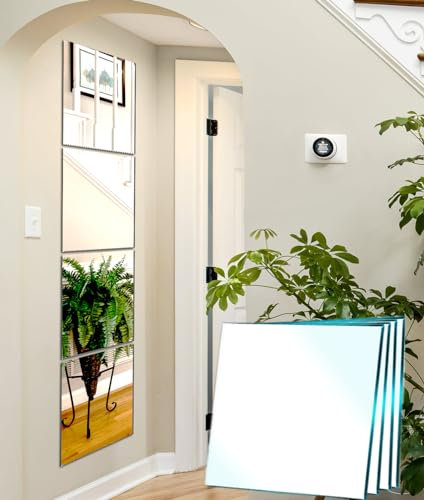 EONAZE Spiegel Groß Wandspiegel Spiegelfliesen Selbstklebend Ganzkörperspiegel Türspiegel Klebespiegel 35x35 Glas HD DIY Spiegel Kleben Wand für Schlafzimmer Wohnzimmer Schrank Tür