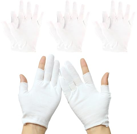 Lilbitty 3 Paar Baumwollhandschuhe für trockene Hände, Feuchtigkeitshandschuhe für trockene Hände feuchtigkeitsspendende Handschuhe über Nacht Baumwollhandschuhe, Weiß