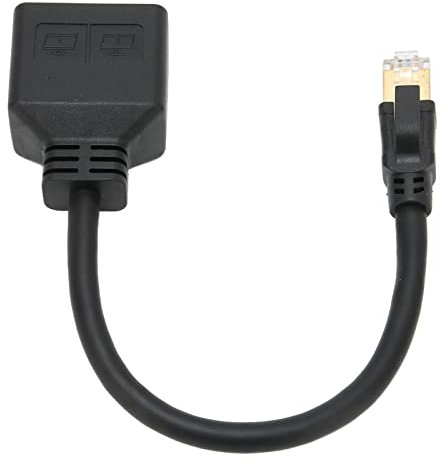 Denash RJ45 Ethernet Splitter Cable, Gold Plated Core Prevent Signal Interference Versatile RJ45 Splitter Adapter for Home for Office