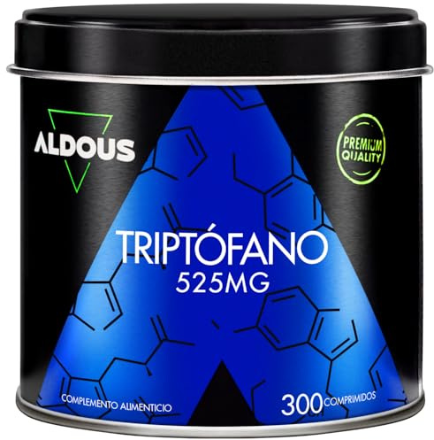 L-Triptófano Puro 525mg - Triptofano para Dormir Bien - 300 comprimidos para 10 meses - Máxima Dosis para Descansar - Promueve un Sueño Profundo y Mejora el Estado de Ánimo - Sin excipientes - ALDOUS