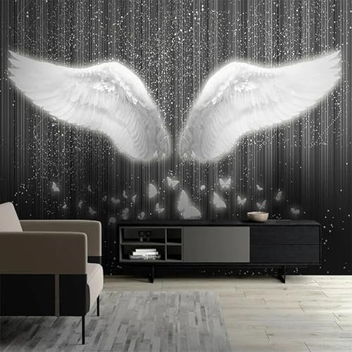 MIXUEXUNLU Weiße Flügel Schmetterling Sternenlicht Schatten Streifen Tapete Schlafzimmer Wohnzimmer TV Hintergrund Wanddekoration