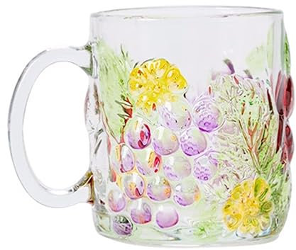 BLMAGS Cómodo Taza Creativa Taza de té Transparente de Vidrio con asa Tazas de café Modernas 500ml / 16.9oz Oficina en el hogar Reutilizable Moda