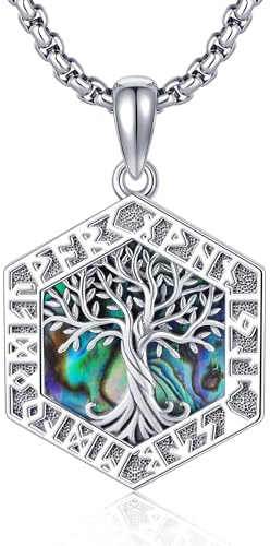 DAYLINLOVE Collana con albero della vita, in argento sterling 925, con ciondolo a forma di albero della vita, da uomo, Argento sterling