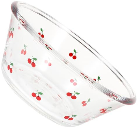 LABRIMP Ciotola di Vetro per Servire Insalata e Frutta Motivo Fragola, Resistente e Pratica, Adatta per Uso Domestico, Snack e Dessert, Regalo Creativo per Famiglia e Amici