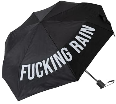 FISURA - Ombrello pieghevole originale “f*cking rain”. Mini ombrello nero e bianco. Ombrello piccolo da donna. Ombrello pieghevole automatico. Ombrello da viaggio.