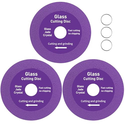 3-Piece Diamond Cutting Discs – 4 Inch Thin Saw Blade Wheel for Glass, Ceramic, and Marble Cutting, Compatible with 100/115mm Angle Grinders, with 3 Gaskets for Versatile Fitting (22.23mm & 20mm)