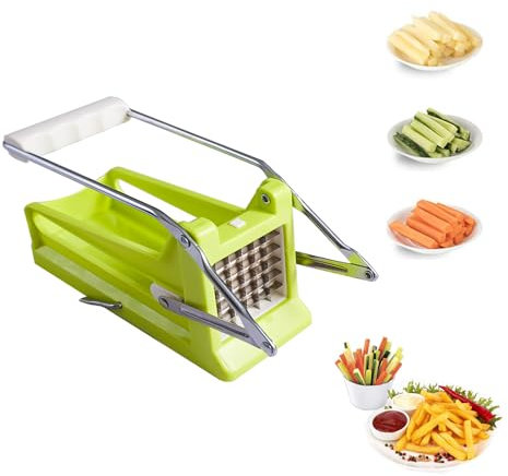 NatldGs Fransk fritekärare, potatisskivare pommes frites med 2 olika storlekar rostfria stålblad och halkfri sugbas för potatis morötter gurkor