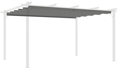 Outsunny Toile d'ombrage rétractable pour pergola, auvent de rechange pour pergola de 4 x 3 m, toit rétractable - Gris clair