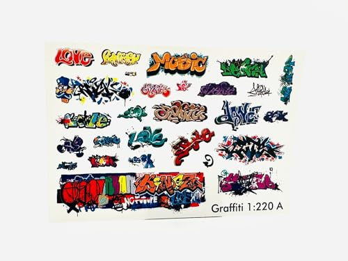 Waterslide Decal Scale 1:220 Spur H0 N Z Graffiti Modellbahn & Modellbau Set A Abziehbilder für Eisenbahn Gebäude Stadt Haus etc.