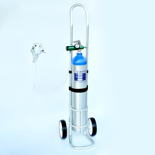 Sauerstoffflaschenhalterwagen – Leichter Flaschenwagen aus Aluminiumlegierung mit 4 einstellbaren Höhen, kompaktes Design für einzelne Sauerstoffflaschen (Durchmesser 14,6 cm) – Ideal für Zu